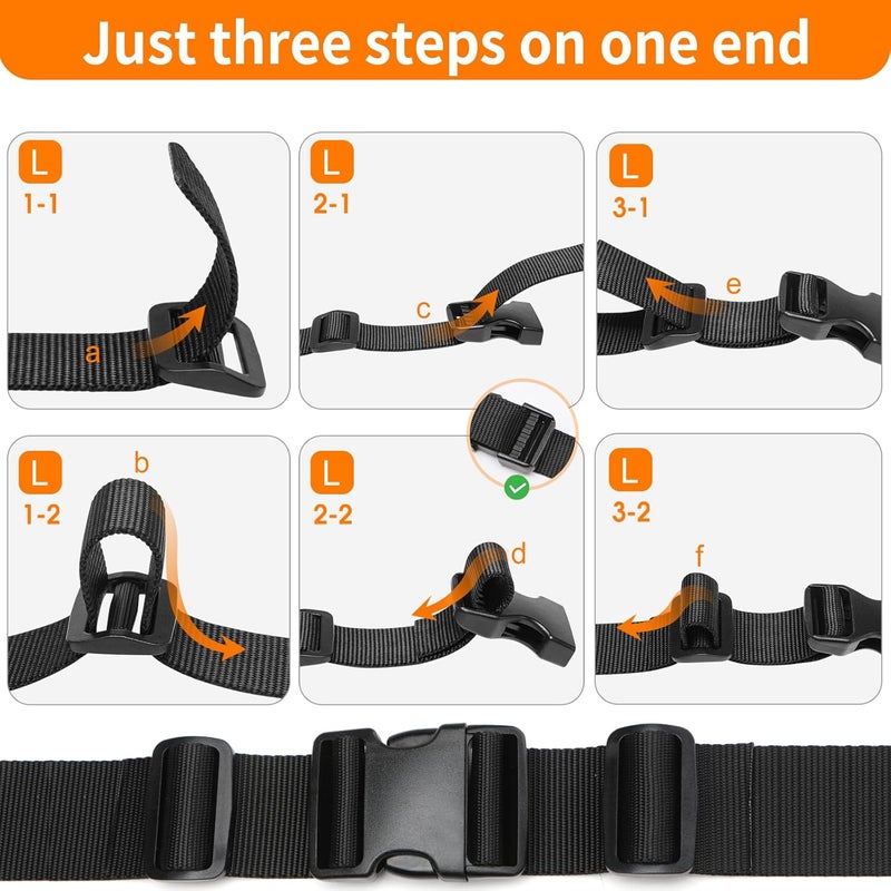 BEYOURD 2" Heavy-Duty Buckle & Straps Set: 6-Pack Side Release Plastic Buckles, 6 Yards of Thick Nylon Webbing, 12 Tri-Glide Slide Clips, No Sewing Required (2 Inch Combo Set) - Image 3